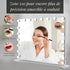 Miroir lumineux maquillage professionnel avec zone de grossissement x10 amovible pour une précision optimale.