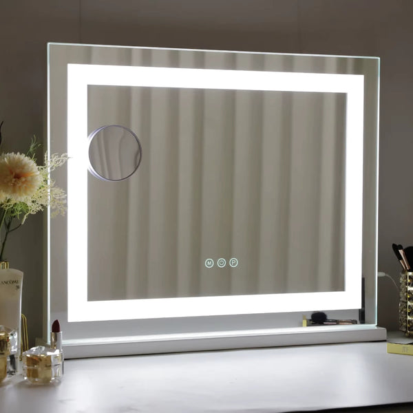 Miroir Maquillage LED avec loupe grossissante x10 pour un maquillage de précision.