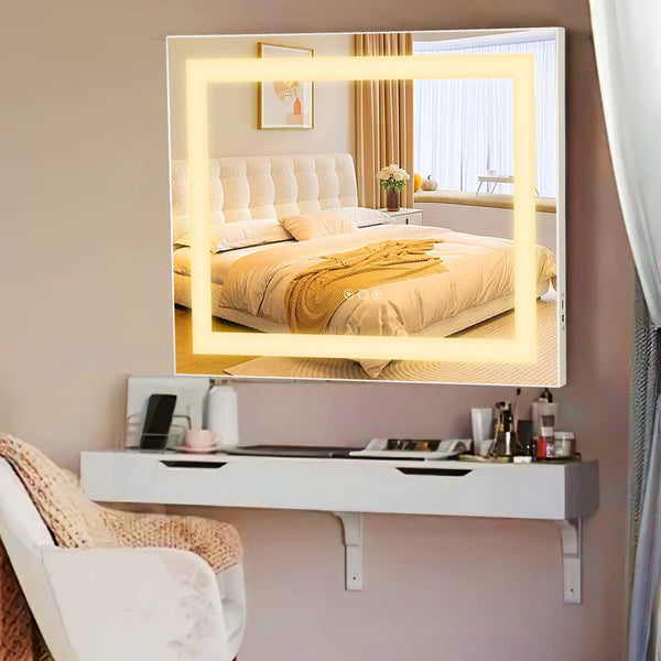 Miroir Maquillage LED avec réglage de température de lumière pour un maquillage précis.