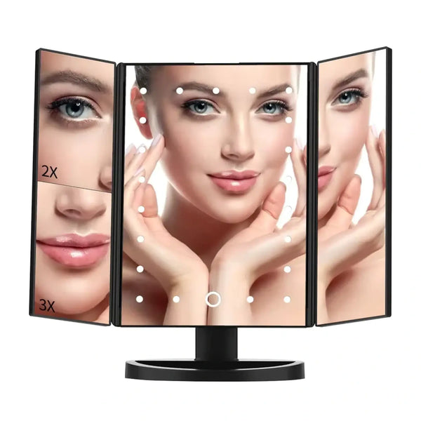 Miroir maquillage sur pied avec grossissement 2x et 3x.