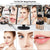 Miroir maquillage sur pied noir avec éclairage LED performant.
