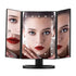 Miroir maquillage sur pied noir avec éclairage LED performant.