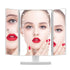 Miroir maquillage sur pied avec multiples grossissements.