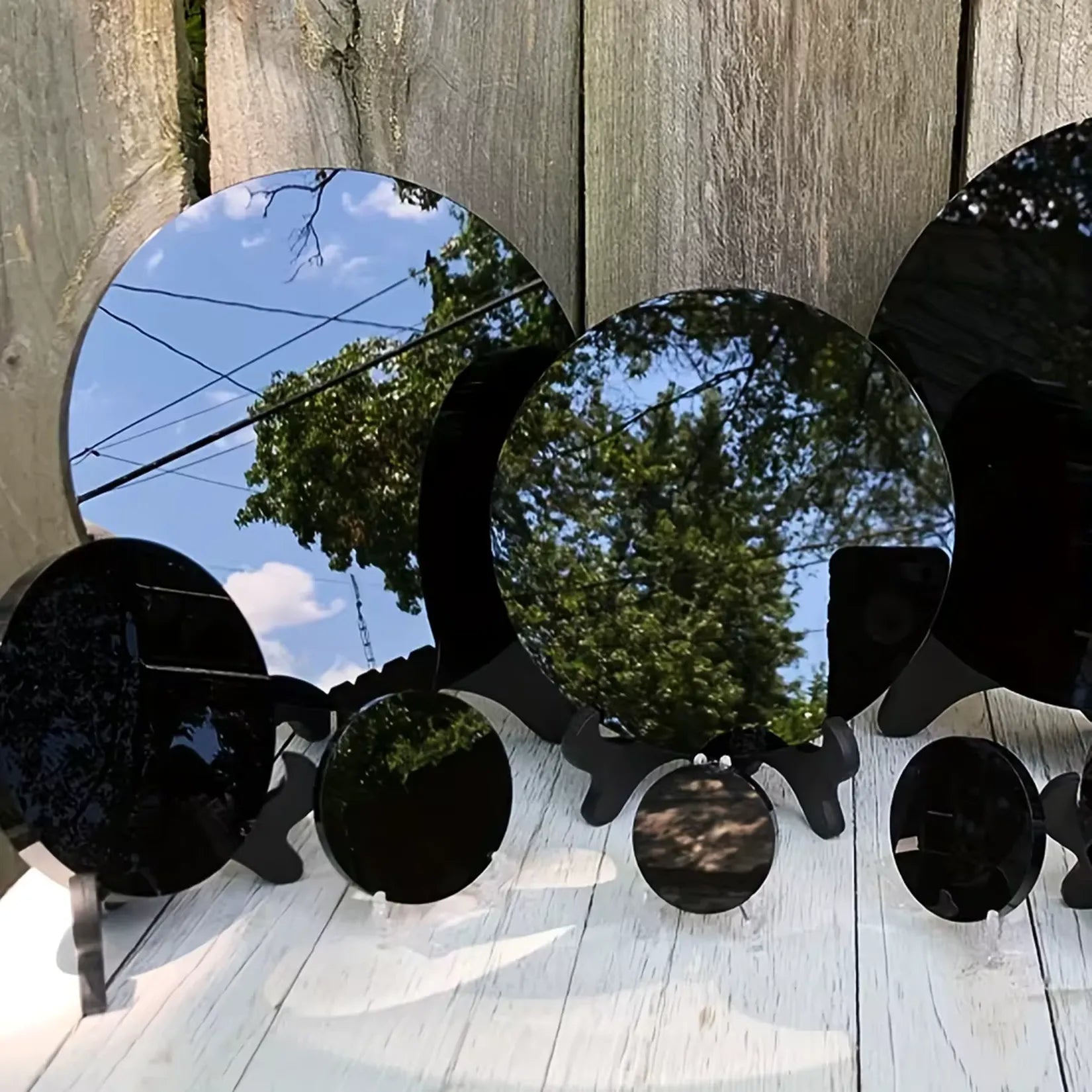 Miroir Obsidienne Noire Différents Diamètres avec Support.