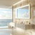 Miroir Petite Salle de Bain 80x60 doré dans une salle de bain avec vue sur la mer.