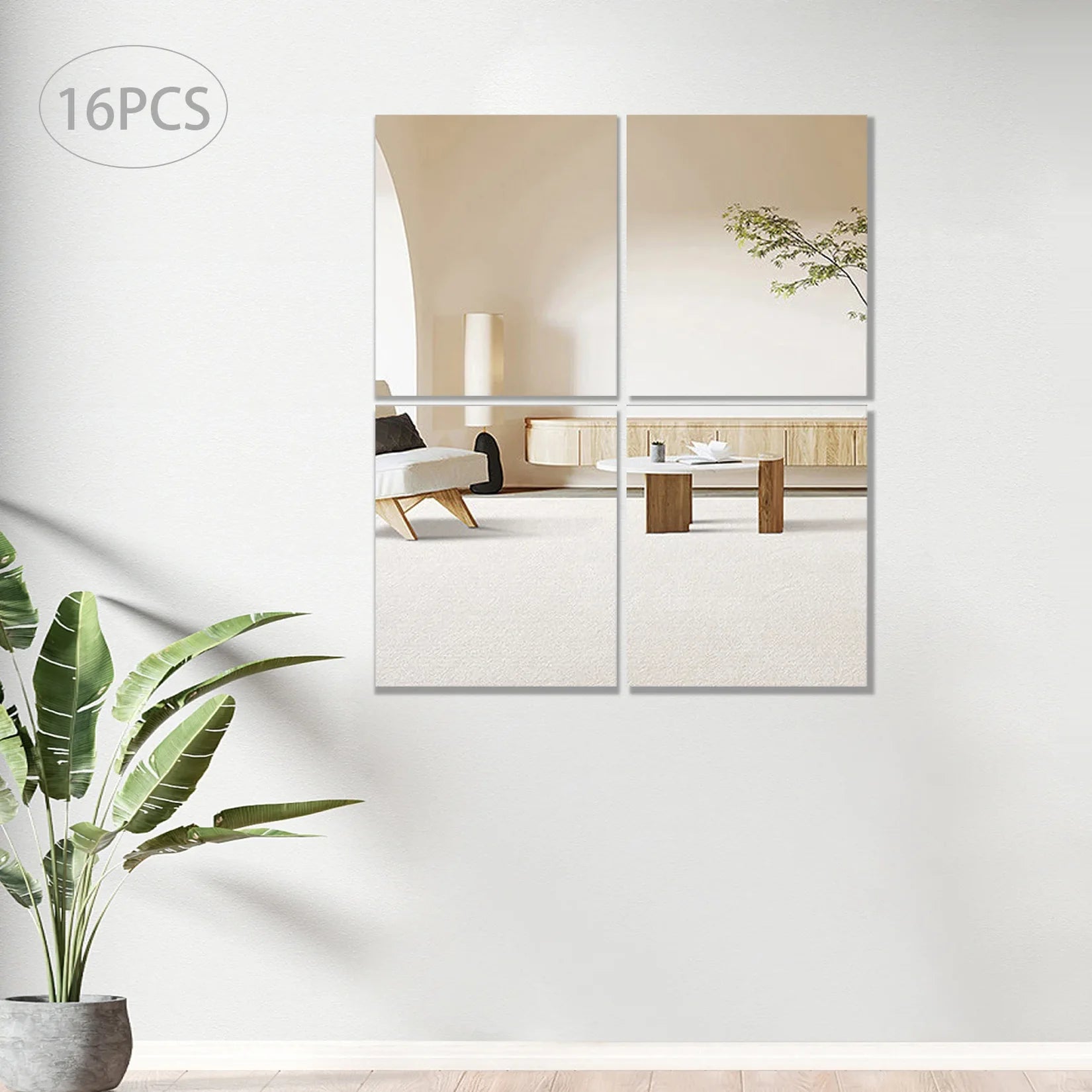 Miroir plafond dalles modulables intérieur moderne.