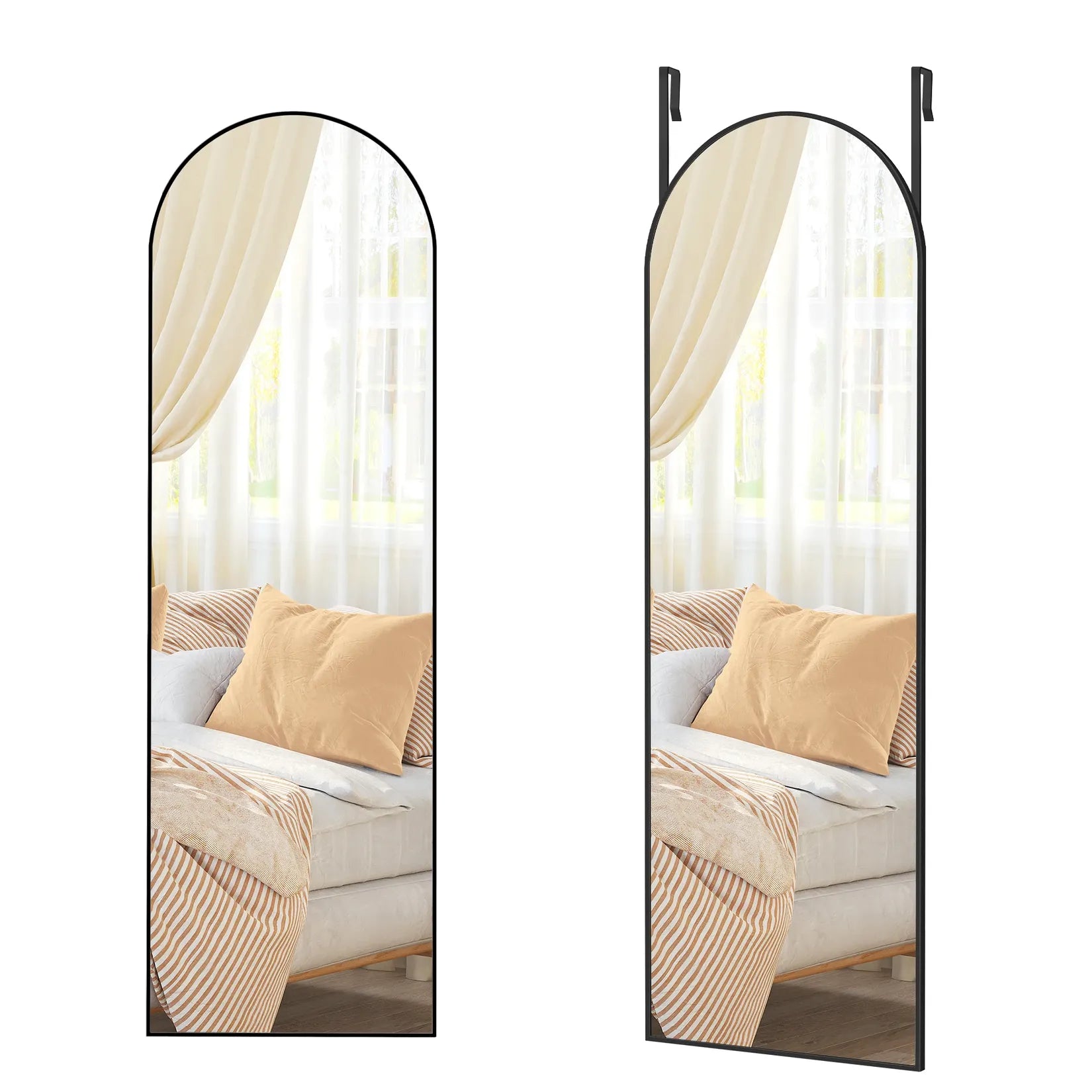 Miroir de porte pleine longueur 120x40 cm avec et sans crochets de fixation.