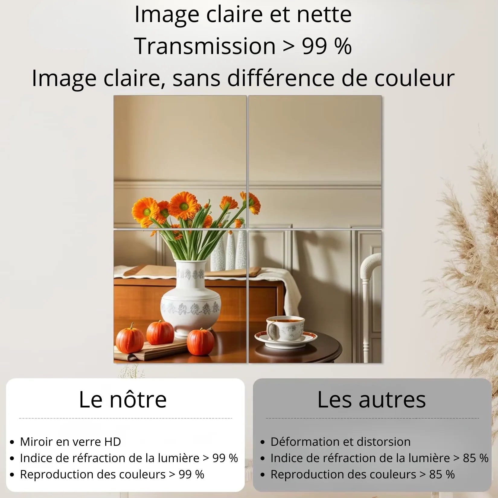 Miroir pour salle de sport verre HD qualité reflet.