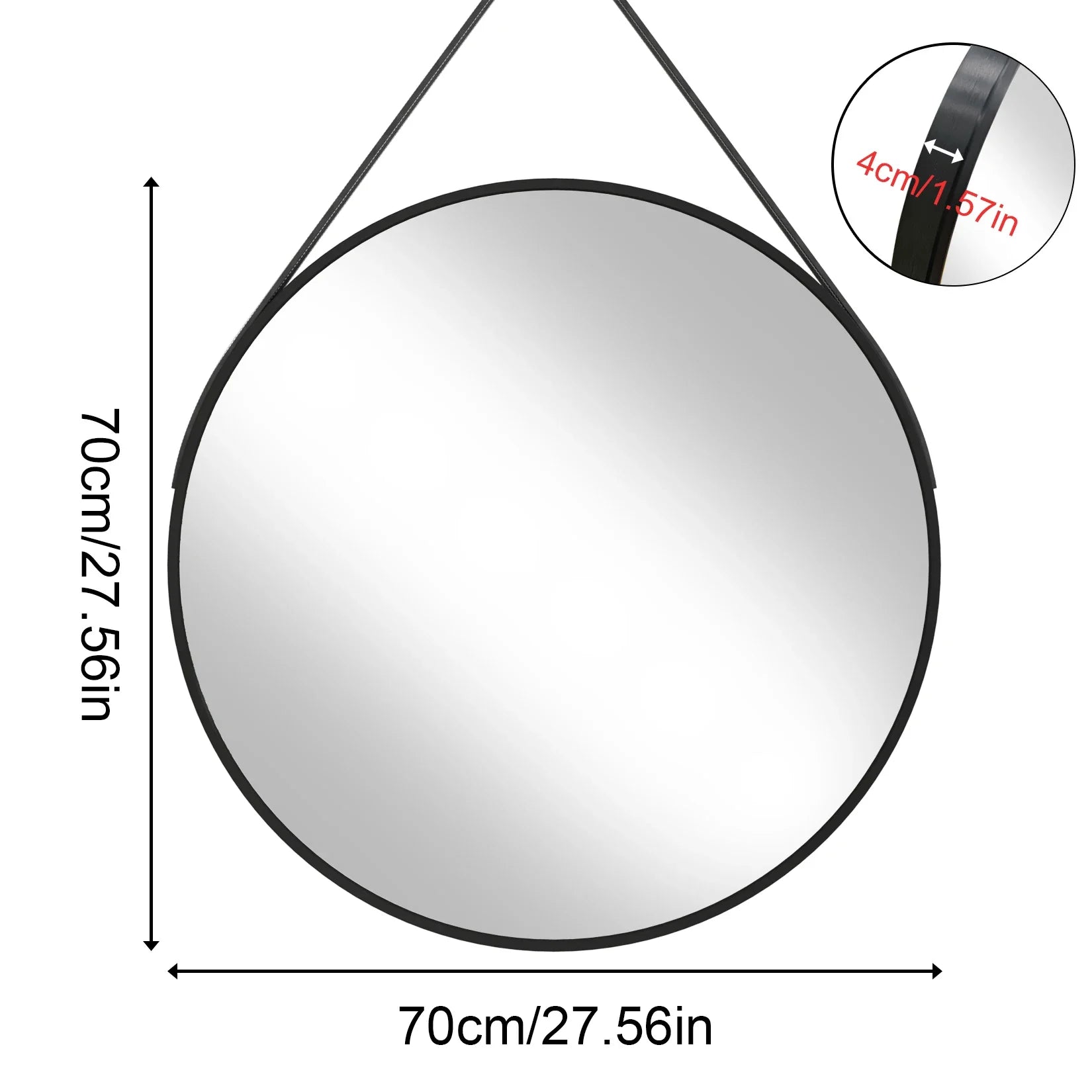 Miroir pour une entrée 70cm avec cadre noir.