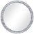 Vue frontale du miroir rond 60 cm avec bordure en cristal acrylique argenté.