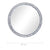 Miroir rond 60 cm avec dimension affichée et contour en verre taillé.