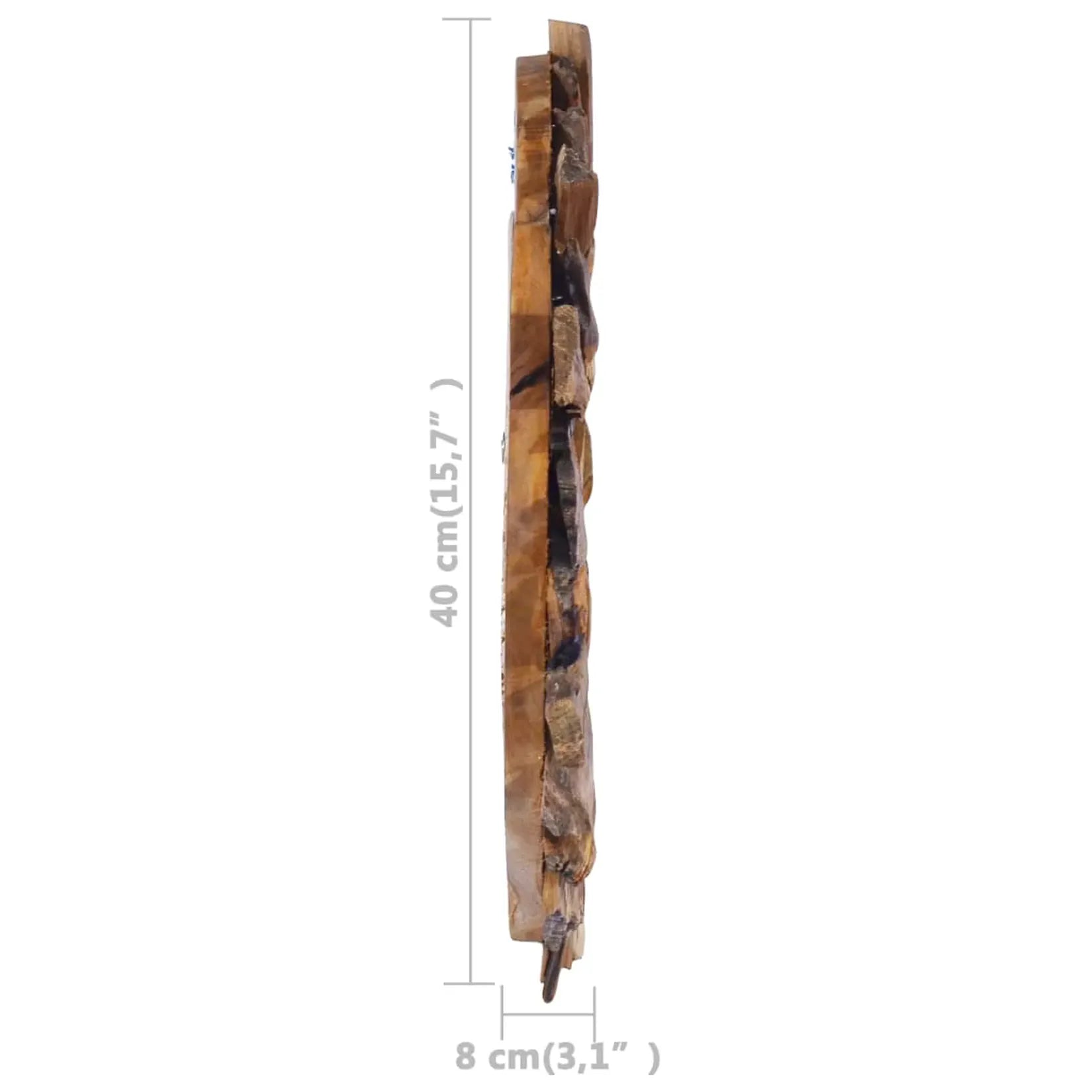Miroir rond bois flotté épaisseur 8 cm profil teck massif artisanal.
