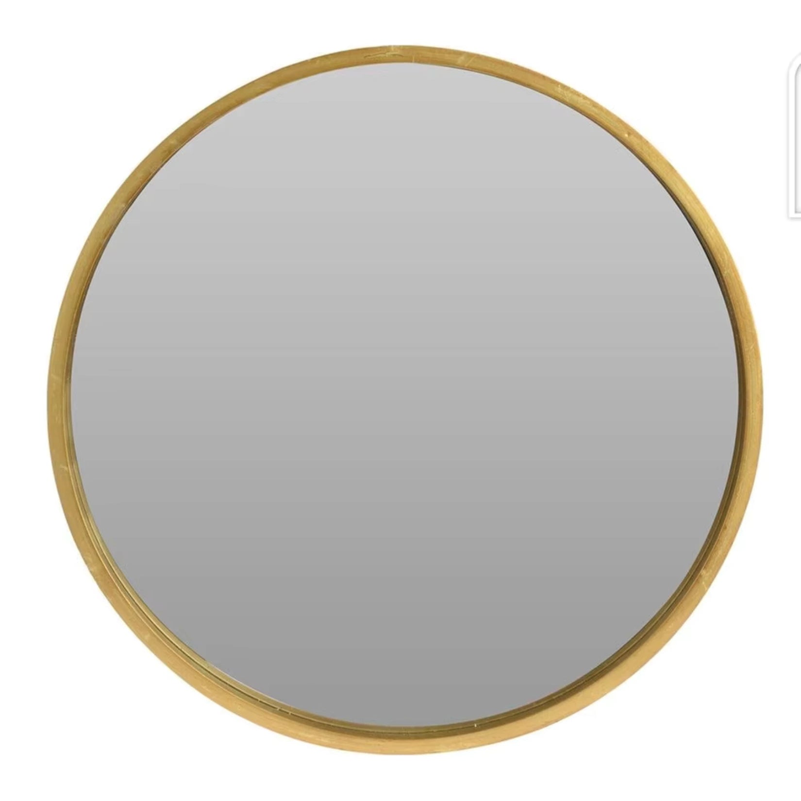 Miroir rond en bois 30 cm présenté sur fond blanc pour bien voir les détails.