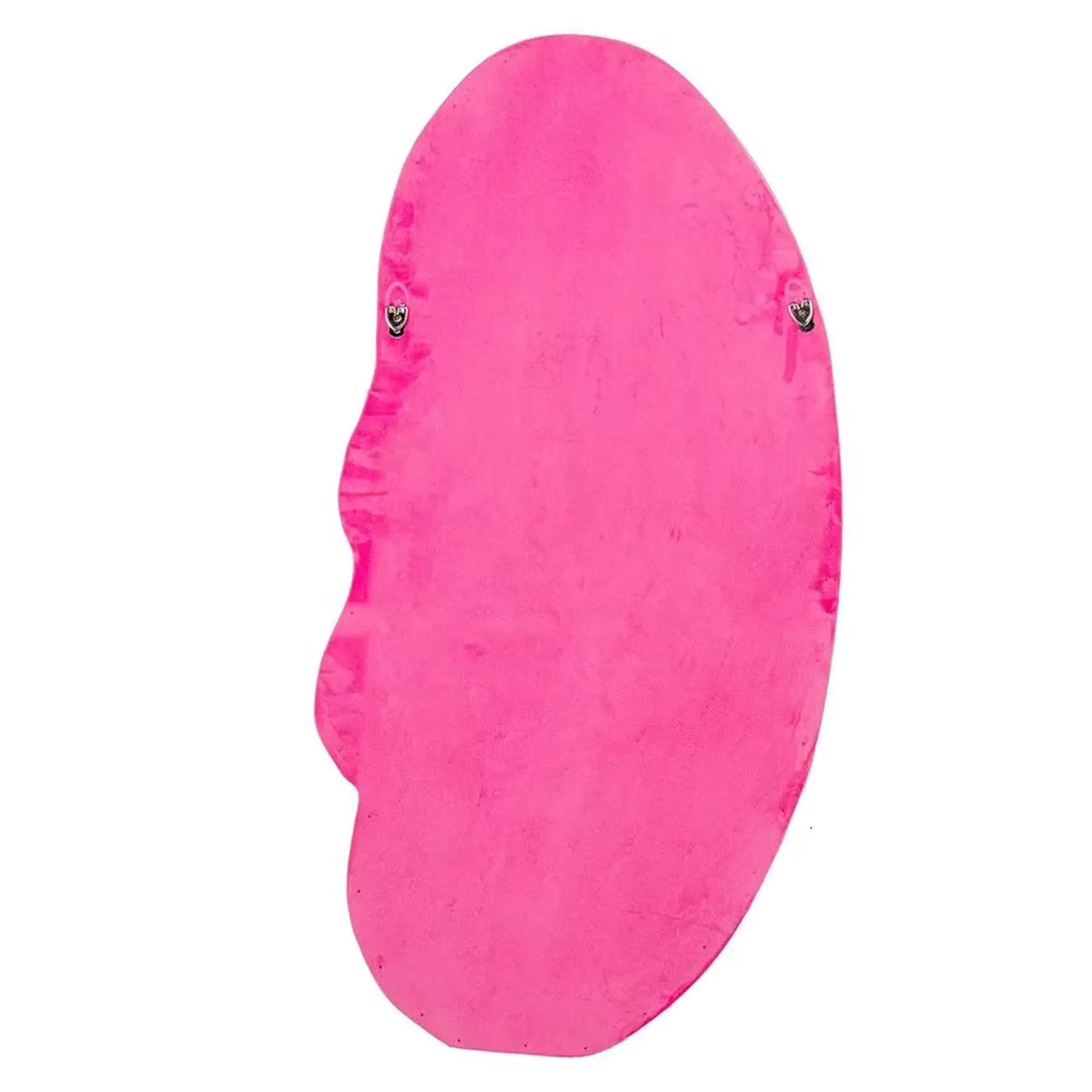 Miroir rose forme organique – Vue dos avec crochets de fixation.