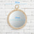 Miroir Rotin Rond avec anneau affichant ses dimensions de 35 cm de diamètre total et 29 cm de glace sur mur blanc.
