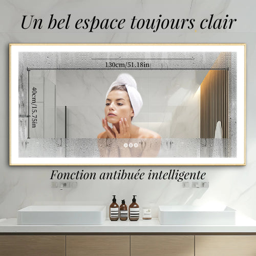 Miroir salle de bain 160 cm avec fonction anti-buée pour des reflets parfaits