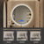 Miroir de salle de bain lumineux rond 100 cm avec affichage digital et fonction de commande tactile.