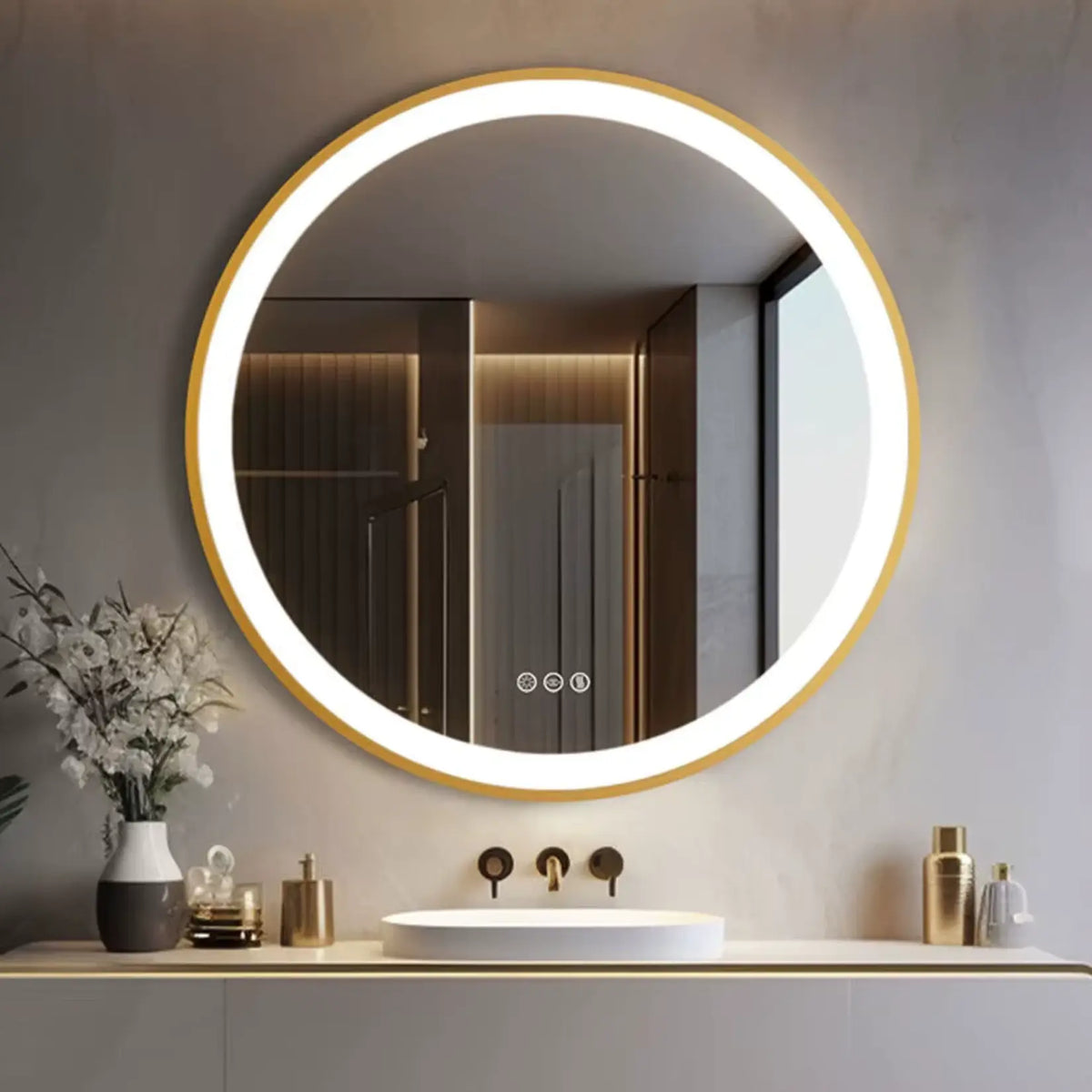 Miroir salle de bain lumineux 80 cm avec éclairage LED et sans condensation, offrant une clarté parfaite après la douche.