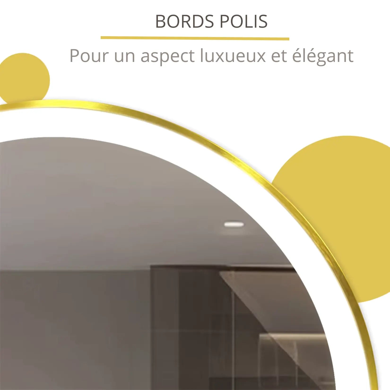 Miroir Salle de Bain Or Brossé avec Bords Polis Luxueux.