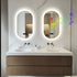 Miroirs salle de bain rétroéclairés pour double vasque avec son Bluetooth intégré.