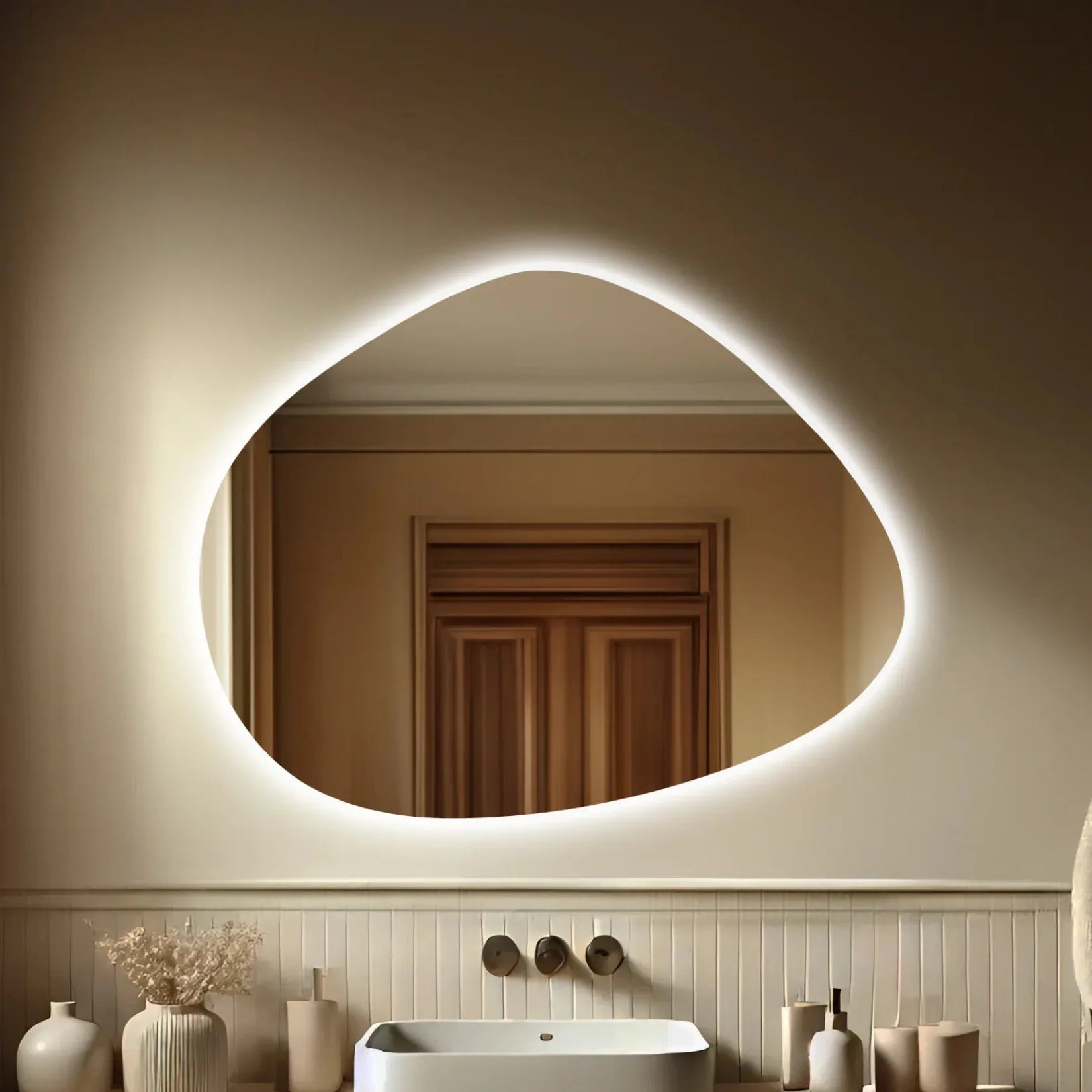 Miroir salle de bains 120 cm LED avec rétroéclairage périphérique.