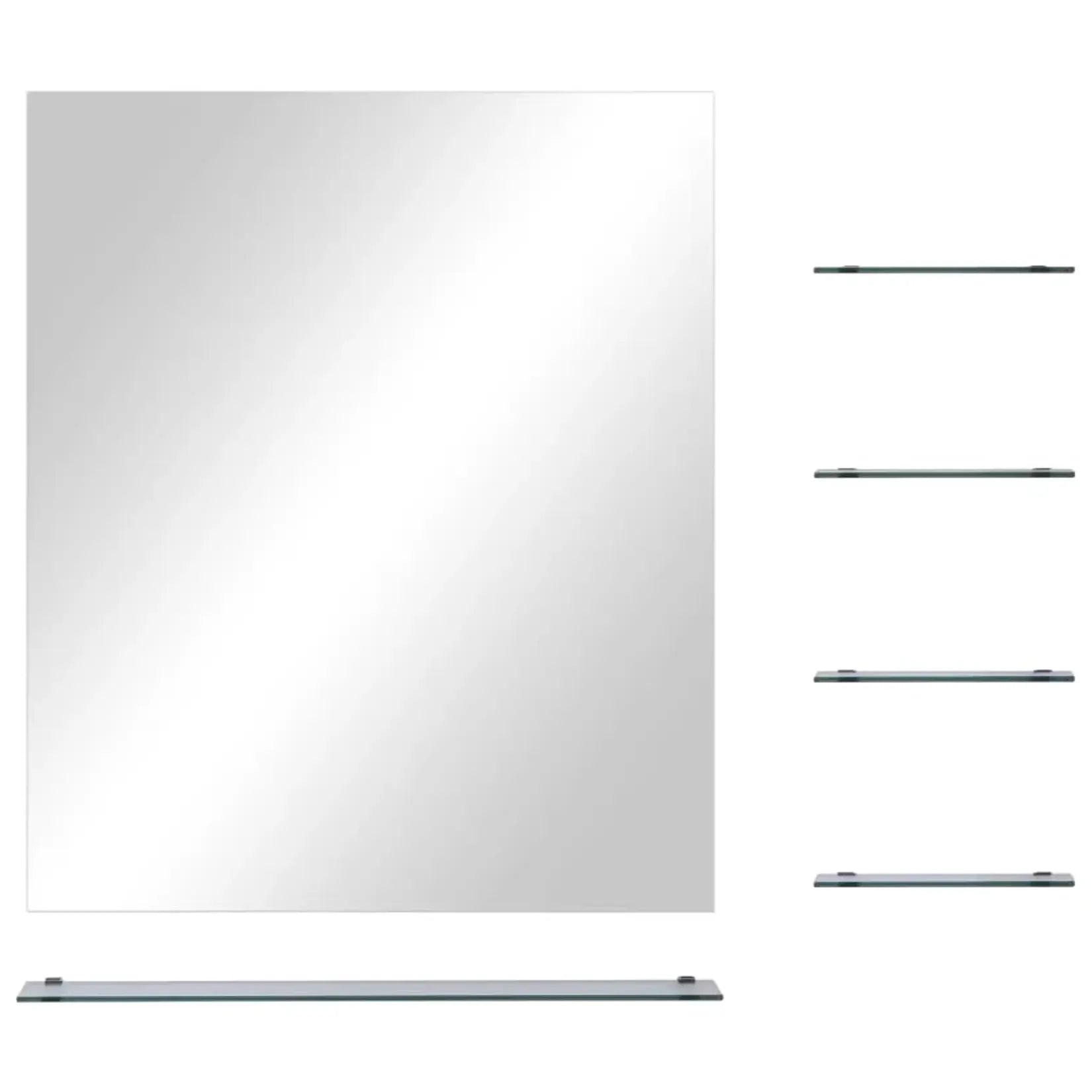 Miroir simple salle de bain 50x60 cm avec étagères, idéal pour optimiser le rangement.