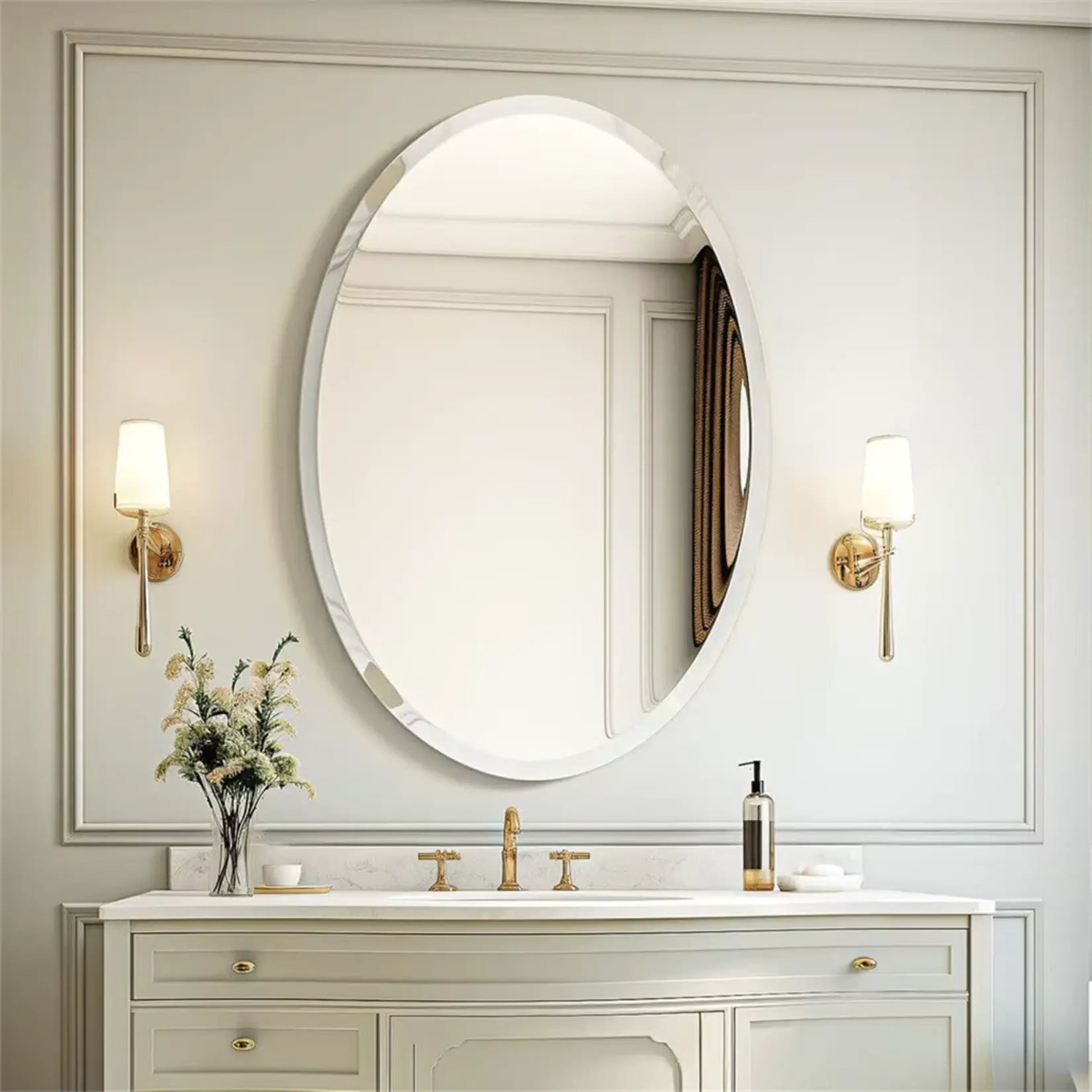 Miroir simple salle de bain 50x70 cm, un élément chic et lumineux pour votre espace.