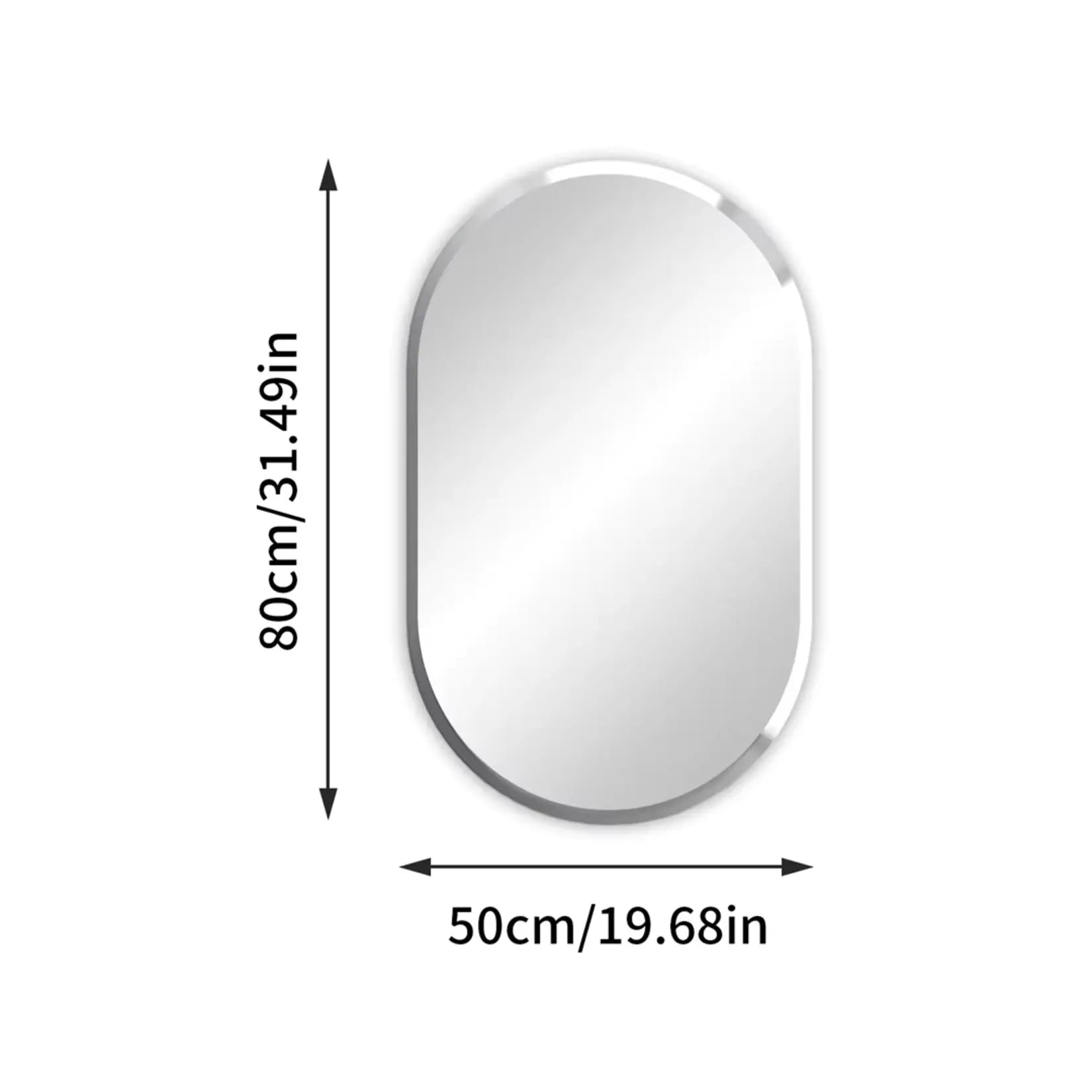 Dimensions du miroir simple salle de bain 50x80 cm, illustrées en détail.