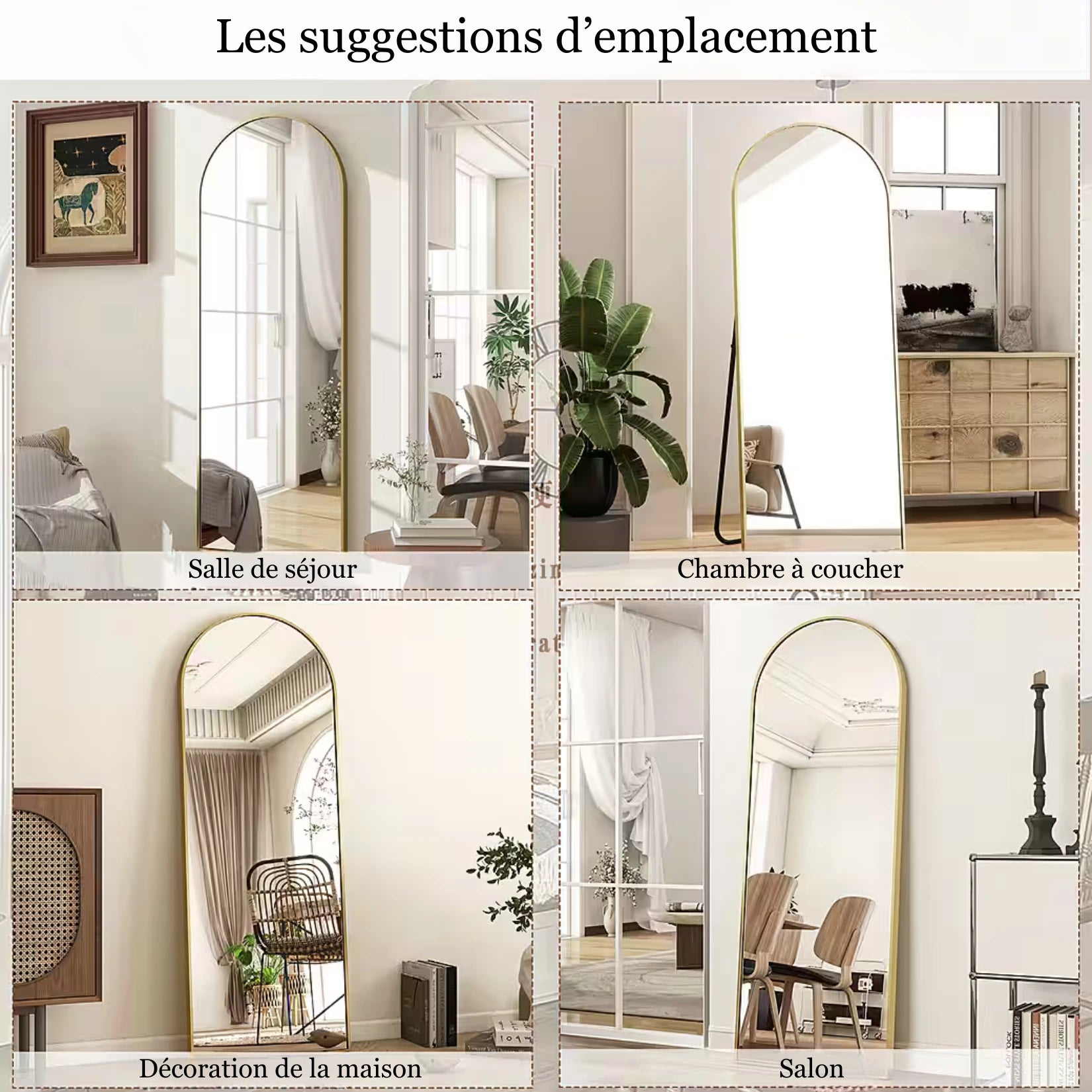 Idées d’emplacement pour le miroir sur pied arrondi dans votre intérieur.
