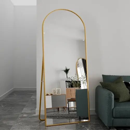 Miroir sur pied doré 180x80 cm décor minimaliste