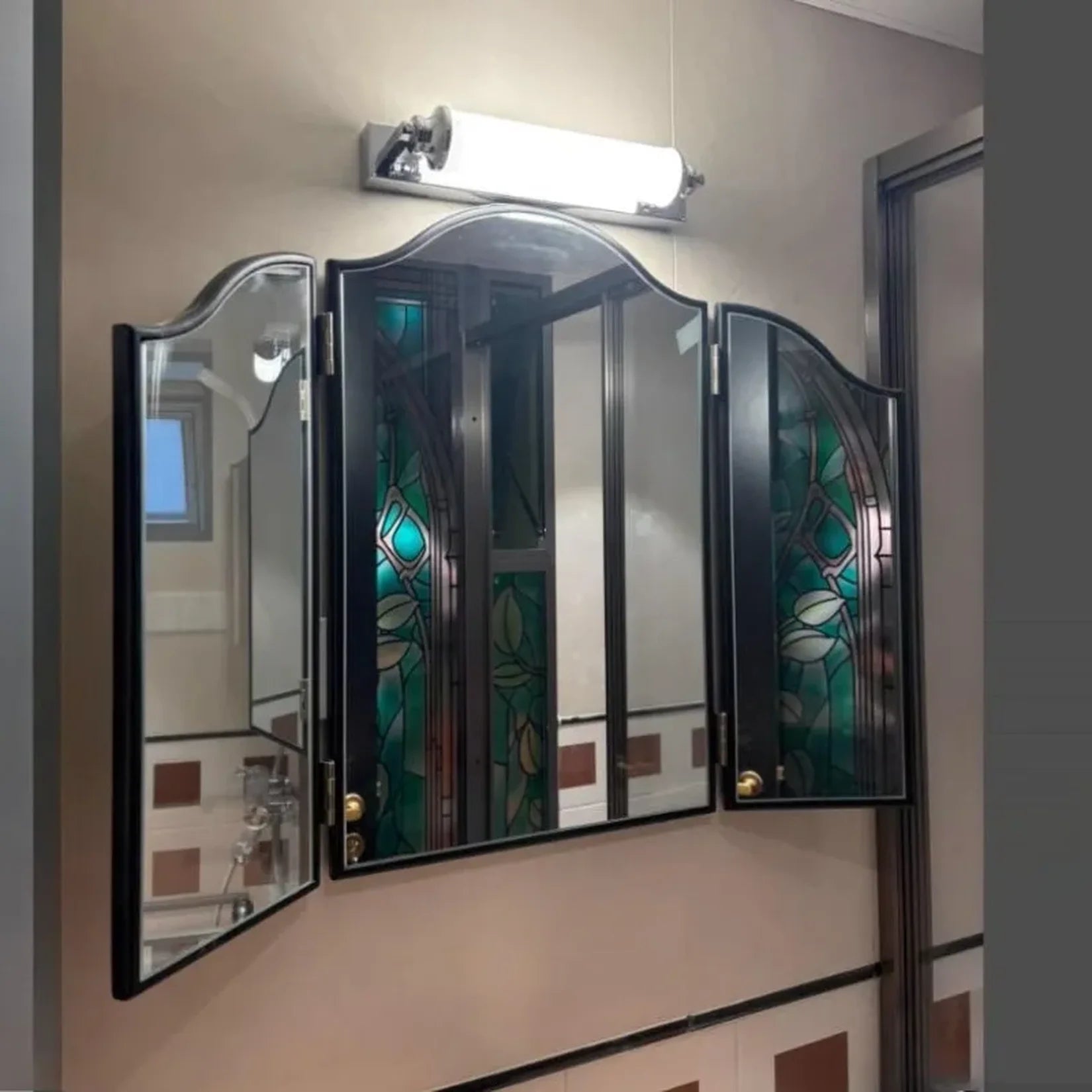 Miroir Triptyque Gatsby Noir Mural Ouvert.