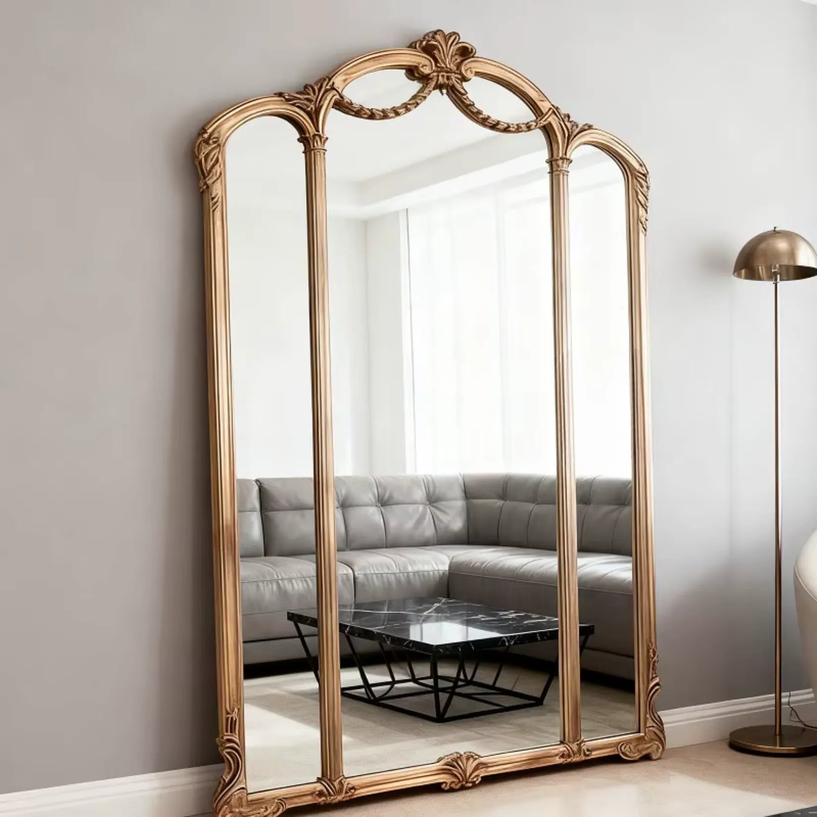 Miroir Trumeau Doré Pleine Longueur Salon Moderne.