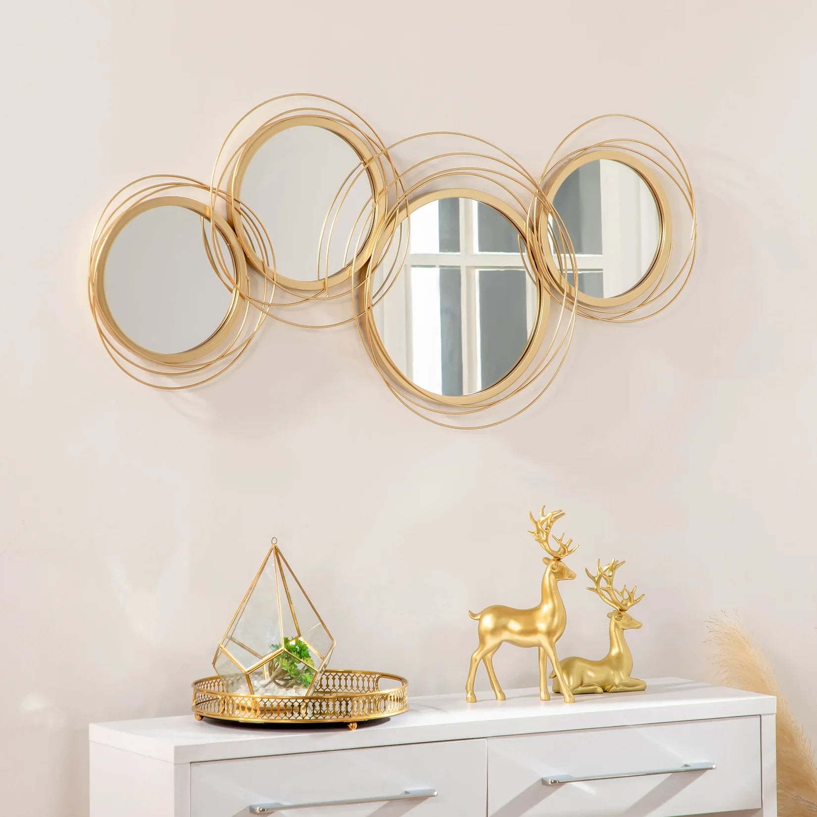 Miroirs Ronds Dorés Ambiance Buffet Déco.