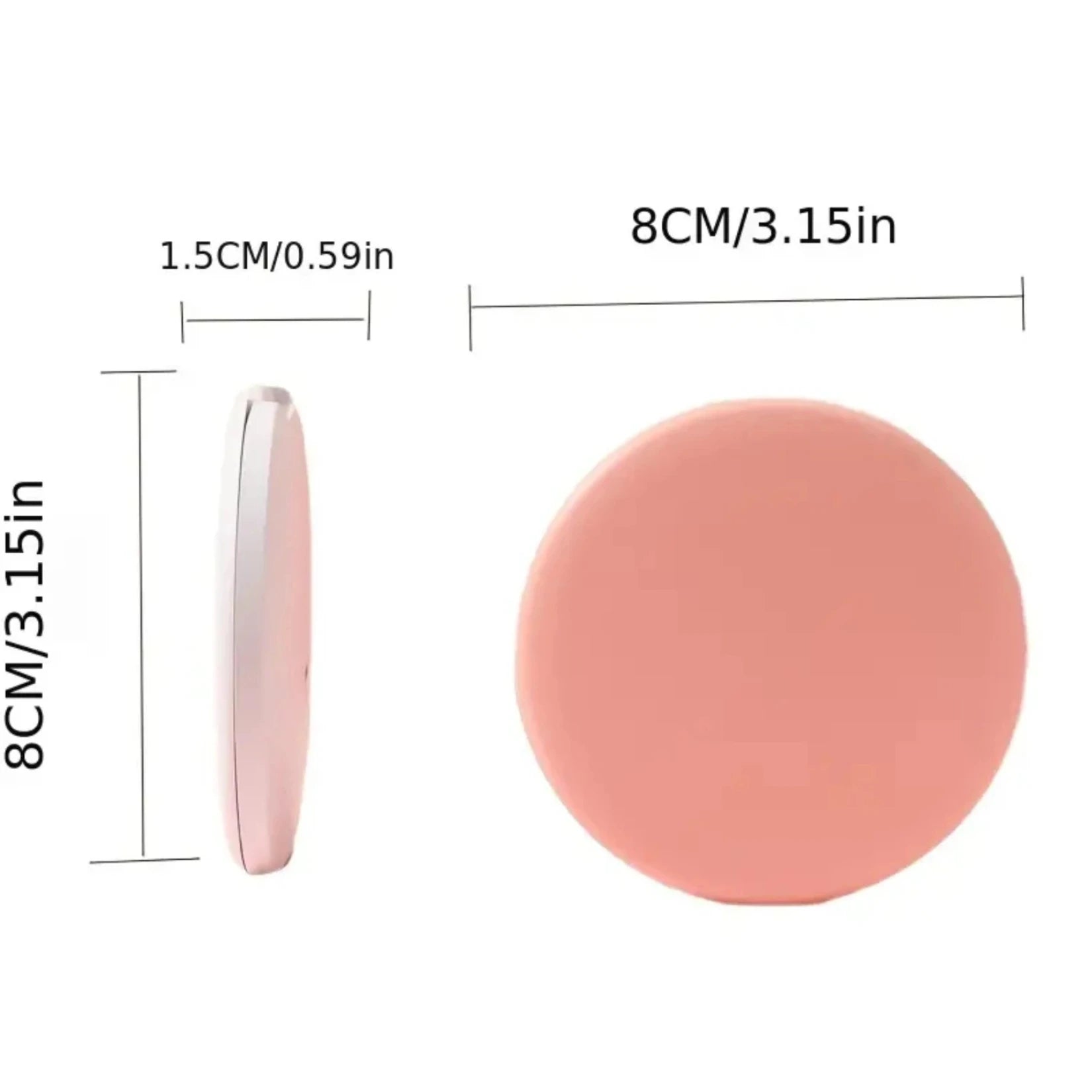 Dimensions du petit miroir de poche avec design ultra plat.