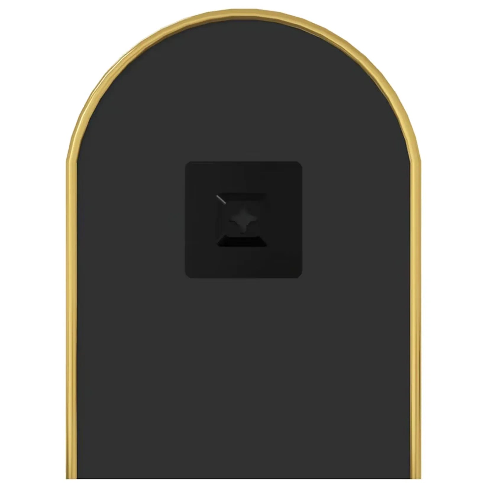 Détail du système de fixation au dos du miroir doré mural