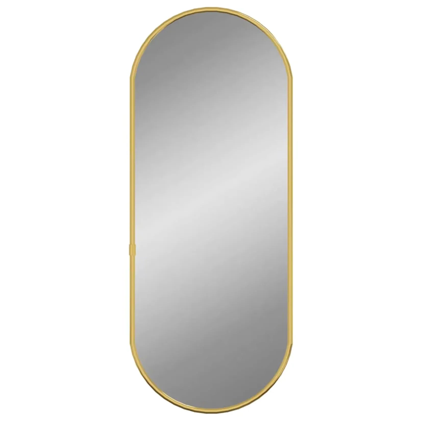 Vue de face du petit miroir doré au format compact 20x50 cm.